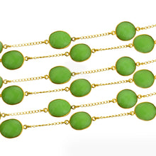 Load image into Gallery viewer, Chrysoprase Chalcedony 15mm Mix Shape Gold Plated Wholesale Connector Rosary Chain
