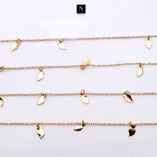 Load image into Gallery viewer, 5ft Gold Leaf Shape Chains 11x5mm | Leaf Shape Necklace | Soldered Chain | Anklet Finding Chain
