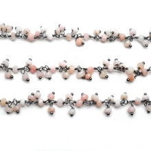 Load image into Gallery viewer, Pink Opal Cluster Rosary Chain 2.5-3mm Faceted Oxidized Dangle Rosary 5FT
