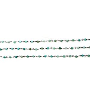 Amazonite Faceted Bead Rosary Chain 3-3.5mm Oxidized Bead Rosary 5FT