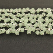 Load image into Gallery viewer, Sea Green Cluster Rosary Chain 2.5-3mm Faceted Silver Plated Dangle Rosary 5FT
