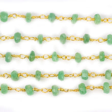 Load image into Gallery viewer, Chrysoprase Faceted Bead Rosary Chain 3-3.5mm Gold Plated Bead Rosary 5FT

