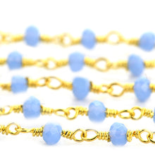 Load image into Gallery viewer, Tanzanite Faceted Bead Rosary Chain 3-3.5mm Gold Plated Bead Rosary 5FT
