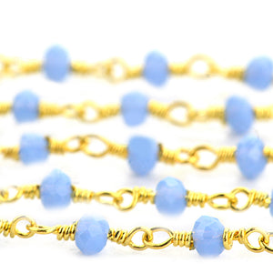 Tanzanite Faceted Bead Rosary Chain 3-3.5mm Gold Plated Bead Rosary 5FT