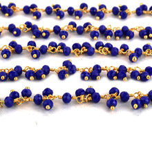 Load image into Gallery viewer, Blue Chalcedony Cluster Rosary Chain 2.5-3mm Faceted Gold Plated Dangle Rosary 5FT
