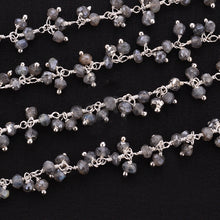 Load image into Gallery viewer, Mystique Labradorite Cluster Rosary Chain 2.5-3mm Faceted Silver Plated Dangle Rosary 5FT
