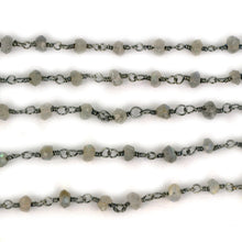 Load image into Gallery viewer, Labradorite Faceted Bead Rosary Chain 3-3.5mm Oxidized Bead Rosary 5FT
