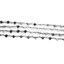 Load image into Gallery viewer, Dendrite Opal Faceted Bead Rosary Chain 3-3.5mm Oxidized Bead Rosary 5FT

