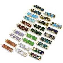 Load image into Gallery viewer, 5PC Lot Mohave Turquoise 25x8mm Gold Edge 18 Inch Necklace Pendant
