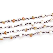 Load image into Gallery viewer, Golden Rutilated Faceted Bead Rosary Chain 3-3.5mm Oxidized Bead Rosary 5FT
