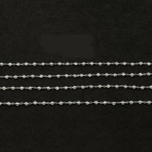 Load image into Gallery viewer, White Topaz Faceted Bead Rosary Chain 3-3.5mm Sterling Silver Bead Rosary 5FT
