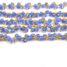 Load image into Gallery viewer, Iolite Blue Cluster Rosary Chain 2.5-3mm Faceted Gold Plated Dangle Rosary 5FT
