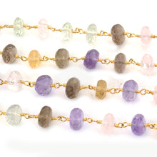 Load image into Gallery viewer, Multi Color Faceted Large Beads 7-8mm Gold Plated Rosary Chain

