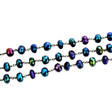 Load image into Gallery viewer, Mystique Pyrite Faceted Large Beads 7-8mm Oxidized Rosary Chain
