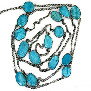 Turquoise 10-15mm Mix Shape Oxidized Wholesale Connector Rosary Chain