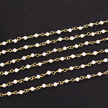 Load image into Gallery viewer, 5ft Howlite 2-2.5mm Gold Wire Wrapped Beads Rosary | Gemstone Rosary Chain | Wholesale Chain Faceted Crystal
