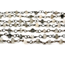 Load image into Gallery viewer, Rutilated Faceted Bead Rosary Chain 3-3.5mm Oxidized Bead Rosary 5FT
