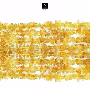 5 Strand Citrine Natural Gemstone Chip beads | Bead Necklace | Free Form Nugget Chips | Gemstone Chips | Long Bead Strand