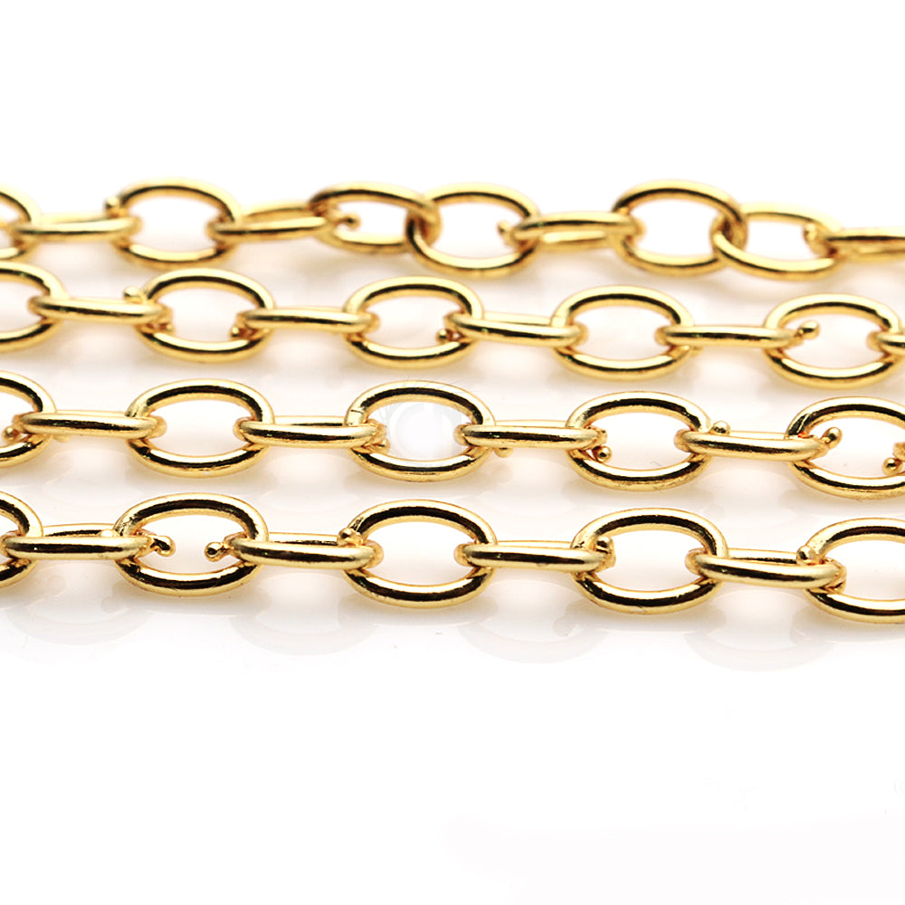 5ft Link Finding Chain 6x5mm | Gold Oval Curb Necklace | Graduated Link Necklace | Paperclip & Curb Chain | Finding Chain