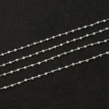 Load image into Gallery viewer, White Topaz Faceted Bead Rosary Chain 3-3.5mm Sterling Silver Bead Rosary 5FT
