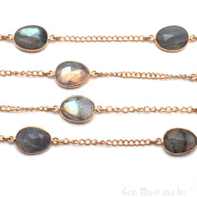 Load image into Gallery viewer, Labradorite 10x14mm Oval Gold Plated Bezel Link Connector Chain
