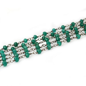 Emerald Jade Faceted Bead Rosary Chain 3-3.5mm Oxidized Bead Rosary 5FT