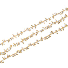 Load image into Gallery viewer, Grey Pearl Cluster Rosary Chain 2.5-3mm Faceted Gold Plated Dangle Rosary 5FT
