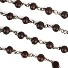 Load image into Gallery viewer, Dark Wooden Faceted Large Beads 5-6mm Oxidized Rosary Chain
