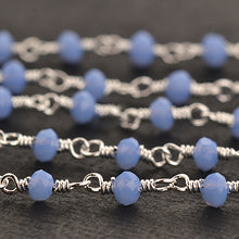 Load image into Gallery viewer, Tanzanite Faceted Bead Rosary Chain 3-3.5mm Silver Plated Bead Rosary 5FT
