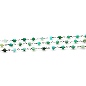 Amazonite Faceted Bead Rosary Chain 3-3.5mm Silver Plated Bead Rosary 5FT