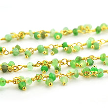 Load image into Gallery viewer, Chrysoprase Cluster Rosary Chain 2.5-3mm Faceted Gold Plated Dangle Rosary 5FT
