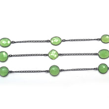Load image into Gallery viewer, Green chalcedony 10-15mm Mix Shape Oxidized Wholesale Connector Rosary Chain
