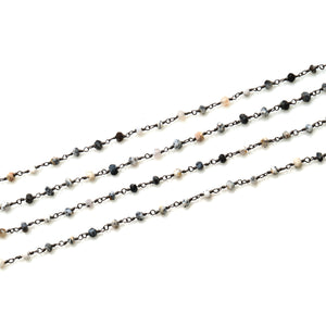 Dendrite Opal Faceted Bead Rosary Chain 3-3.5mm Oxidized Bead Rosary 5FT