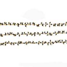 Load image into Gallery viewer, Black Pyrite Cluster Rosary Chain 2.5-3mm Faceted Gold Plated Dangle Rosary 5FT
