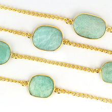 Load image into Gallery viewer, Amazonite 15mm Mix Shape Gold Plated Wholesale Connector Rosary Chain

