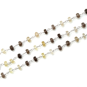 Multi Color Faceted Large Beads 5-6mm Silver Plated Rosary Chain