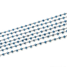 Load image into Gallery viewer, Metallic Blue Pyrite Faceted Bead Rosary Chain 3-3.5mm Oxidized Bead Rosary 5FT
