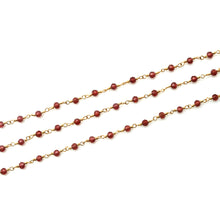 Load image into Gallery viewer, Garnet Faceted Bead Rosary Chain 3-3.5mm Gold Plated Bead Rosary 5FT
