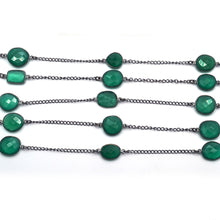 Load image into Gallery viewer, Green onyx 10-15mm Mix Shape Oxidized Wholesale Connector Rosary Chain
