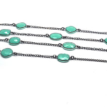 Load image into Gallery viewer, Aqua Chalcedony 10-15mm Mix Shape Oxidized Wholesale Connector Rosary Chain
