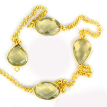 Load image into Gallery viewer, Lemon Topaz 15mm Mix Shape Gold Plated Wholesale Connector Rosary Chain
