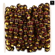 Load image into Gallery viewer, Red Wooden Faceted Large Beads 7-8mm Gold Plated Rosary Chain
