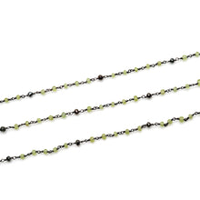 Load image into Gallery viewer, Peridot &amp; Pyrite Faceted Bead Rosary Chain 3-3.5mm Oxidized Bead Rosary 5FT
