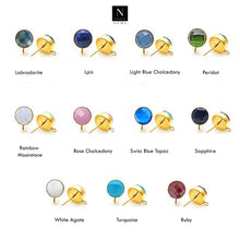 Load image into Gallery viewer, 5 Pairs Round Gemstone 10mm Gold Plated Bail Stud Earring
