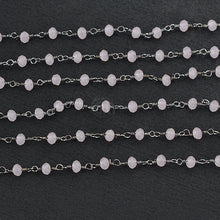 Load image into Gallery viewer, Rose Quartz Faceted Bead Rosary Chain 3-3.5mm Oxidized Bead Rosary 5FT
