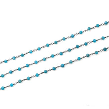 Load image into Gallery viewer, Blue Monalisa Faceted Bead Rosary Chain 3-3.5mm Oxidized Bead Rosary 5FT
