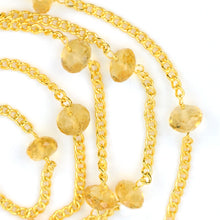 Load image into Gallery viewer, citrine Faceted Bead Rosary Chain 3-3.5mm Gold Plated Bead Rosary 5FT
