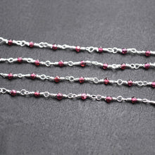 Load image into Gallery viewer, 5ft Rhodolite 2-2.5mm Silver Wire Wrapped Beads Rosary | Gemstone Rosary Chain | Wholesale Chain Faceted Crystal
