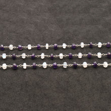 Load image into Gallery viewer, Amethyst With Rainbow Faceted Large Beads 5-6mm Silver Plated Rosary Chain
