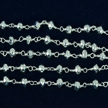 Load image into Gallery viewer, Silver Pyrite Faceted Bead Rosary Chain 3-3.5mm Sterling Silver Bead Rosary 5FT
